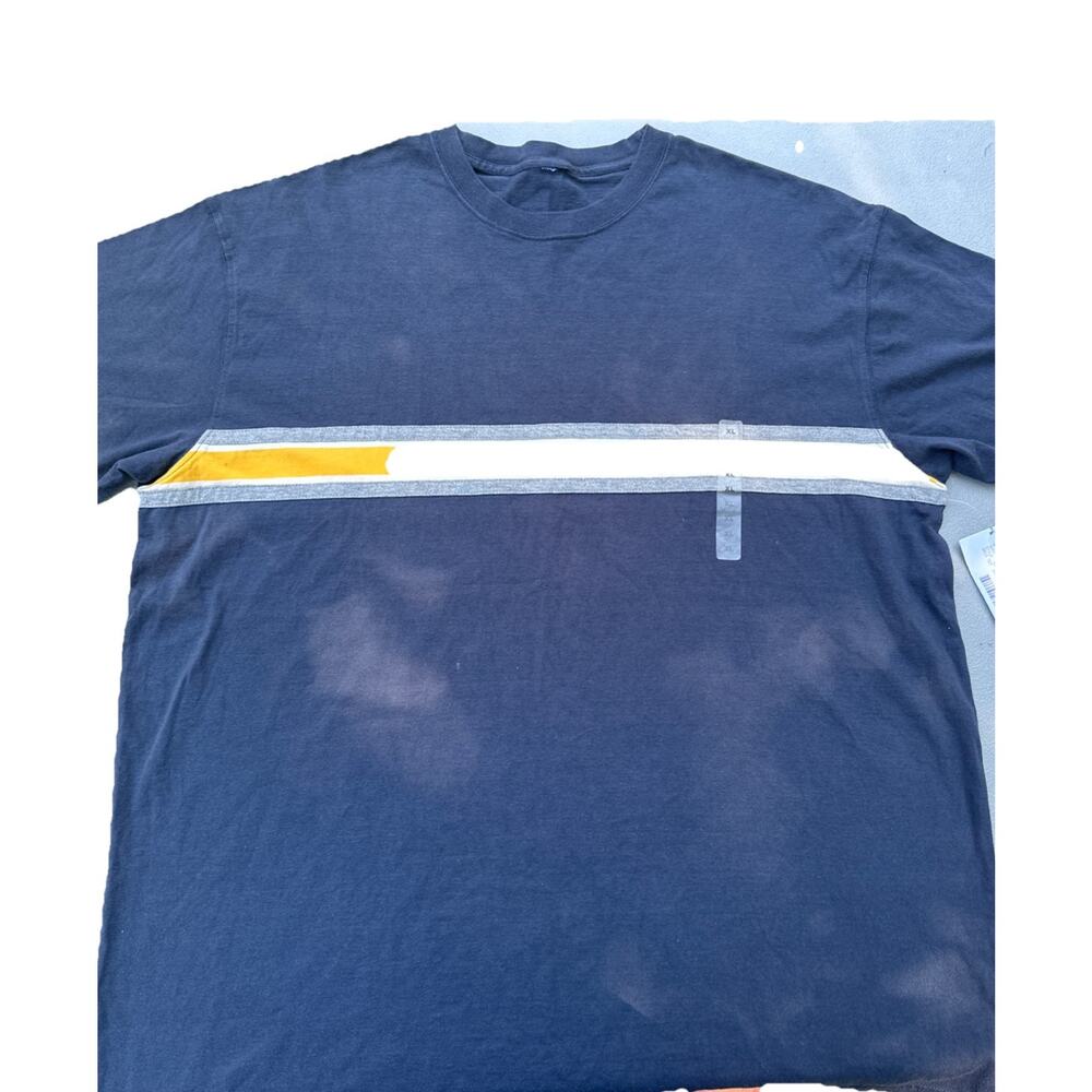 Nautica Men's Short Sleeve T-Shirt NEW XL Navy Blue Yellow Stripe